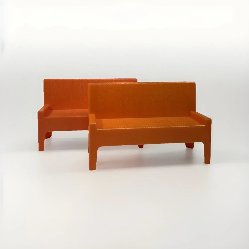 1973 Vintage Barbie Townhouse Doll Orange Plastic Couch/Bench Mattel Furniture